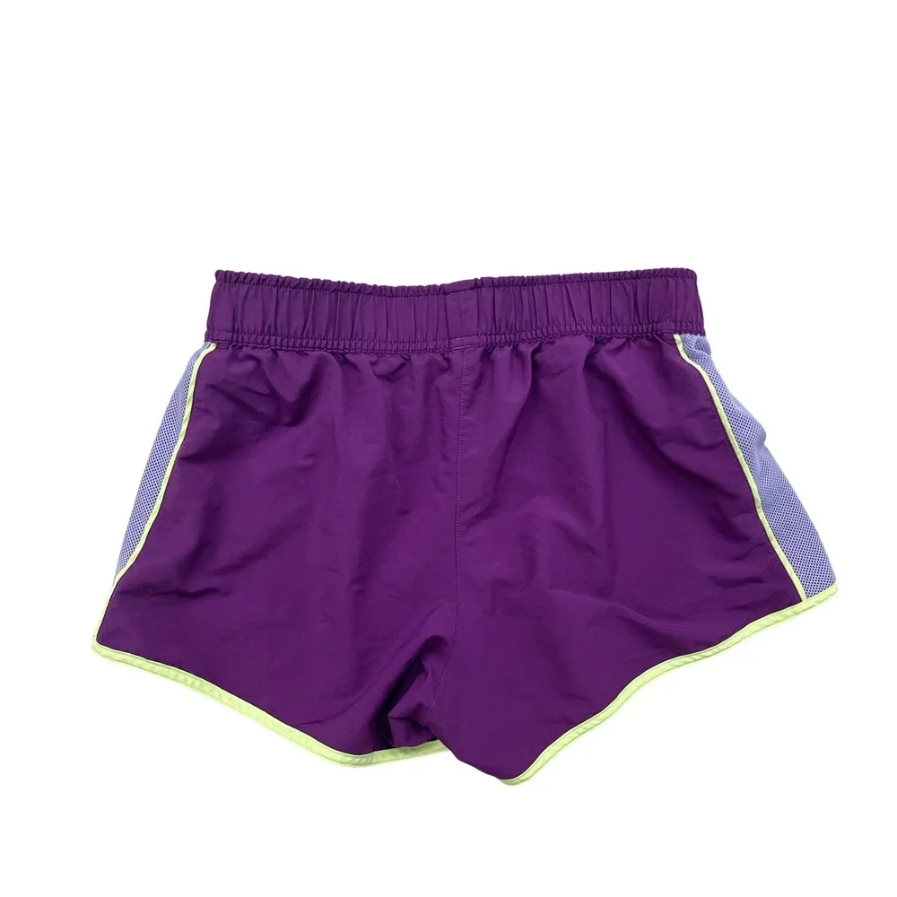 Adidas Womens Purple‎ Running Shorts Neon Yellow Trim Mesh Panels Size Small
